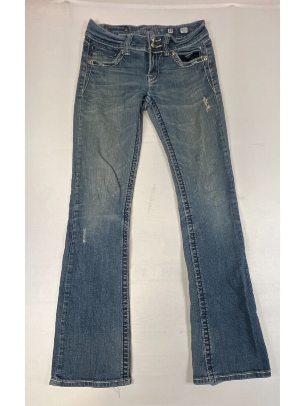 Miss Me Womens 29 Dark 03 Bootcut Blue Rhinestone Embellished Denim Jeans